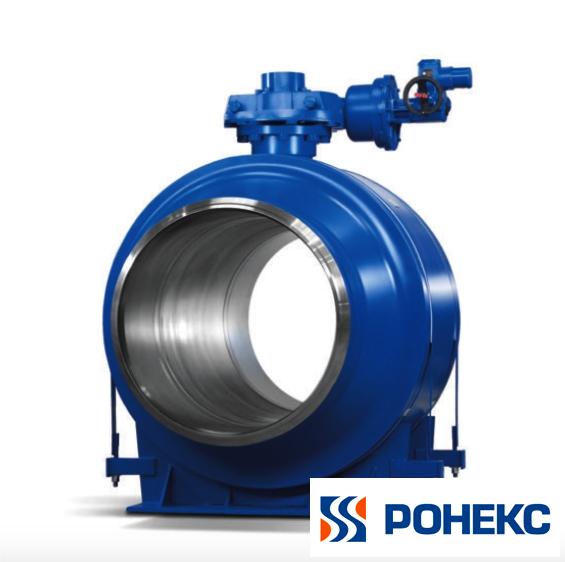 Шаровые краны Ронекс в сборе с электроприводом AUMA и скользящей опорой ...